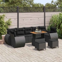 Garden Sofa Set Height-Adjustable 10 pcs Black Poly Rattan