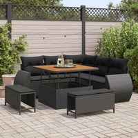 Garden Sofa Set Height-Adjustable 8 pcs Black Poly Rattan