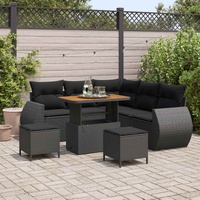 Garden Sofa Set Height-Adjustable 8 pcs Black Poly Rattan