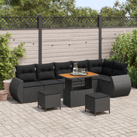 Garden Sofa Set Height-Adjustable 9 pcs Black Poly Rattan