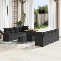 Garden Sofa Set 11 pcs Black Poly Rattan