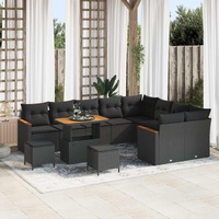 Garden Sofa Set 12 pcs Black Poly Rattan