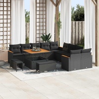 Garden Sofa Set 13 pcs Black Poly Rattan