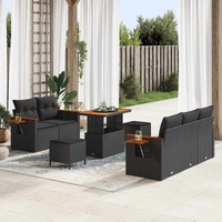 Garden Sofa Set 8 pcs Black Poly Rattan and Powder-Coated Steel