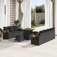 Garden Sofa Set with Cushion 10 pcs Black