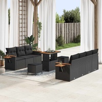 Garden Sofa Set with Cushion 10 pcs Black