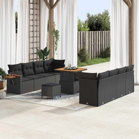 Garden Sofa Set with Cushion 11 pcs Black