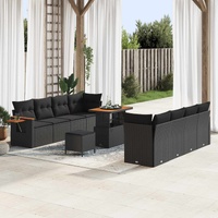 Garden Sofa Set with Cushion 11 pcs Black