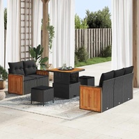 Garden Sofa Set 8 pcs Black Poly Rattan and Powder-coated Steel