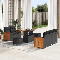 Garden Sofa Set 8 pcs Black Poly Rattan and Powder-coated Steel