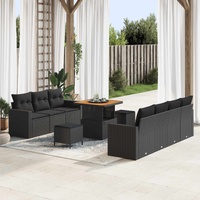 Garden Sofa Set with Cushion with Storage Manual 10 pcs Black