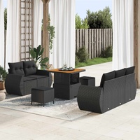 Garden Sofa Set with Cushion 8 pcs Black Poly Rattan