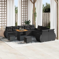 Garden Sofa Set with Cushion with Storage 13 pcs Black