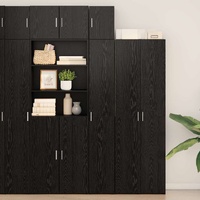 Storage Cabinet with Shelves Black Oak 30 x 42,5 x 225 cm