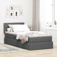 Bed with LED Strip Lights Dark Grey 107 x 203 cm Fabric