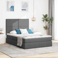 Storage Bed with Headboard Dark Grey 137 x 190 cm Fabric