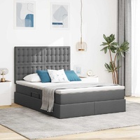 Storage Bed with Headboard Dark Grey 137 x 190 cm Fabric