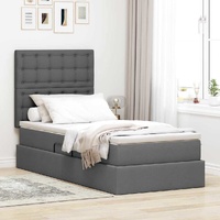 Storage Bed with Headboard Dark Grey 107 x 203 cm Fabric