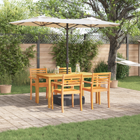 5-Piece Garden Dining Set Made of Solid Acacia Wood