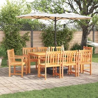 Garden Dining Set 9 pcs Brown Solid Acacia Wood