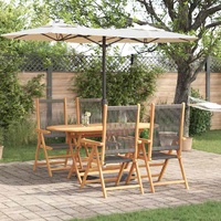 Garden Dining Set Folding 5 pcs Grey Solid Acacia Wood