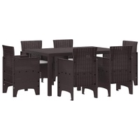 Garden Dining Set 7 pcs Brown Polt rattan
