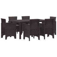 Garden Dining Set 7 pcs Brown Polt rattan
