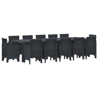 Garden Dining Set with Cushion 13 pcs Anthracite Plastic