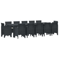 Garden Dining Set with Cushion 13 pcs Anthracite Polyrattan