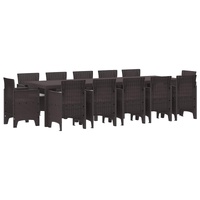 Garden Dining Set with Cushion 13 pcs Brown and Light grey