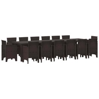 Garden Dining Set 15 pcs Brown Polt rattan