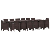 Garden Dining Set 15 pcs Brown Polt rattan