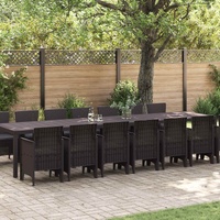 Garden Dining Set with Cushions with Cushion 15 pcs Brown PP