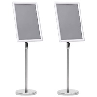 A3 Pedestal Poster Stands 2 pcs Silver Aluminium Alloy