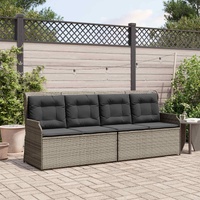 Garden Bench with Cushion Grey Poly Rattan