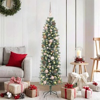 Artificial Slim Christmas Tree Green and White 150 cm