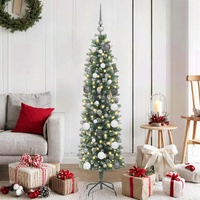 Artificial Slim Christmas Tree Green and White 150 cm