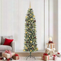 Artificial Slim Christmas Tree Green and White 210 cm