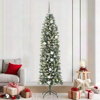 Artificial Slim Christmas Tree Green and White 210 cm