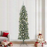 Artificial Slim Christmas Tree Green and White 240 cm