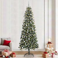 Artificial Christmas Tree with 300 LEDs with Stand Green 240 cm
