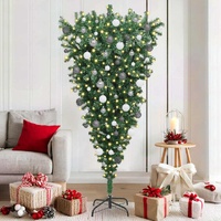 Upside-down Artificial Pre-lit Christmas Tree with Ball Set PVC