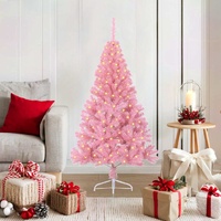 Artificial Pre-lit Christmas Tree with 150 LEDs Pink 120 cm PVC