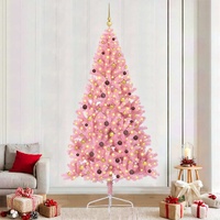 Artificial Pre-lit Christmas Tree with 300 LEDs Pink 240 cm PVC