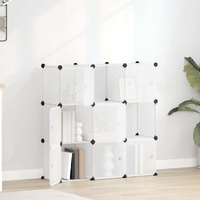 Storage Cube Organiser with 9 Cubes and Doors Transparent PP