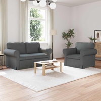 Sofa Set 2 pcs Dark Grey 155 x 82 x 80 cm Fabric