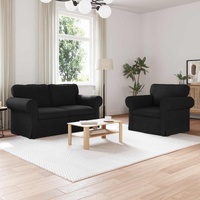 Sofa Set 2 pcs Black 155 x 82 x 80 cm Fabric