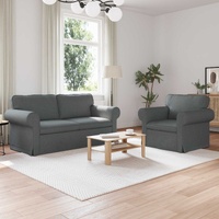 Sofa Set 2 pcs Dark Grey 175 x 82 x 80 cm Fabric