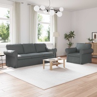 Sofa Set 2 pcs Dark Grey 215 x 82 x 80 cm Fabric
