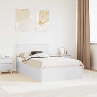 Bed Frame with Headboard White 135 x 190 cm Engineered Wood
